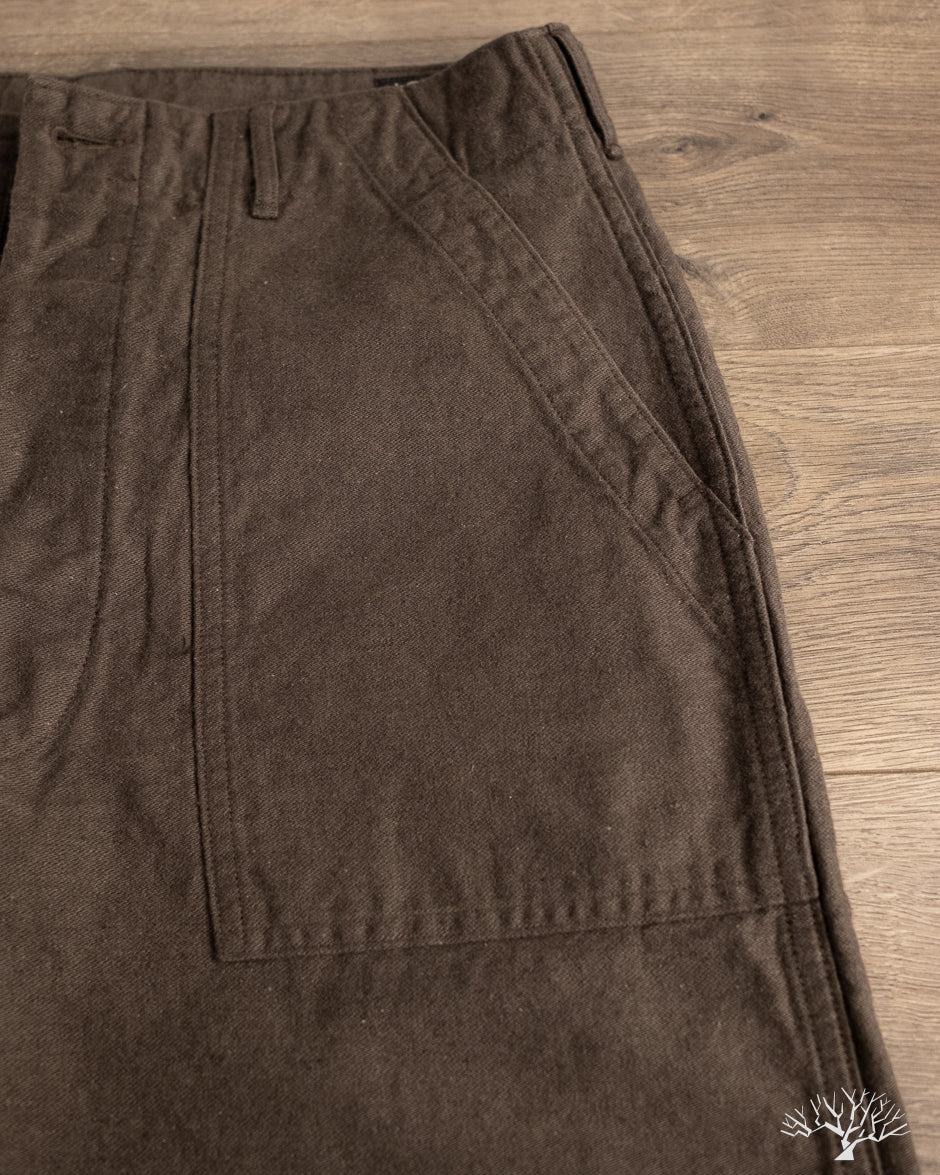 orSlow Cotton Linen Moleskin Fatigue Pants - Charcoal Gray