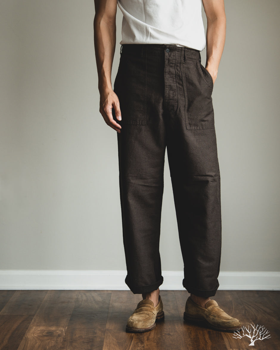 orSlow Cotton Linen Moleskin Fatigue Pants - Charcoal Gray
