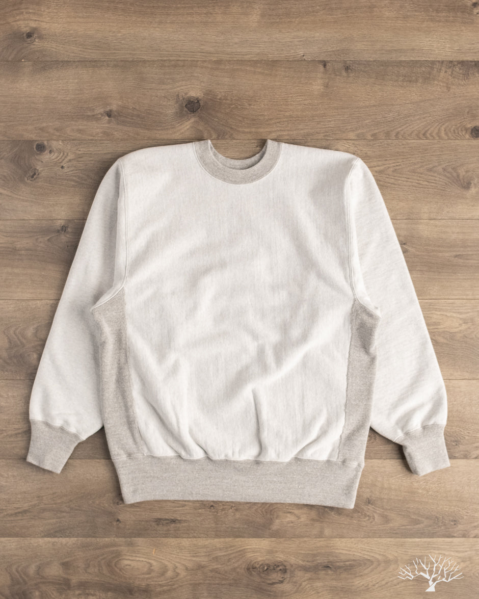 orSlow Heavyweight Cross Grain Side Rib Two Tone Sweatshirt - Light Gray