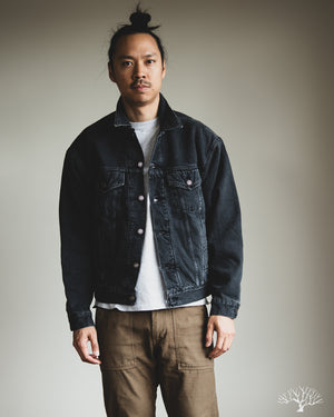orslow オアスロー ORGANIC COTTON FLANNEL CHECK LINING BLACK DENIM JACKET フランネルライナー付き 3rd TYPE デニムジャケット ブラック 01-6105-D61S orSlow - Organic Cotton Flannel Check Lining Type 3 Denim Jacket
