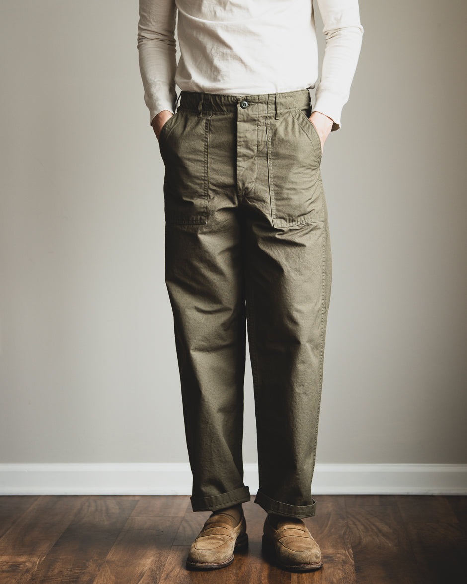 orSlow - Regular Fit Fatigue Pants - Army Green Ripstop – Withered Fig