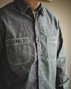 1950's RED RAM BLACK CHAMBRAY WORK SHIRT 01-8270-61 - Relaxed Fit