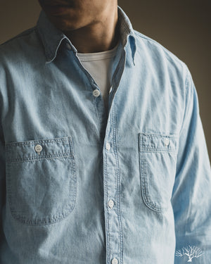 orSlow - Relaxed Fit Chambray Work Shirt - Chambray Bleach