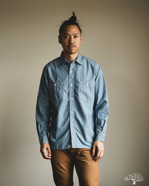orSlow - Relaxed Fit Chambray Work Shirt - Hickory – Withered Fig