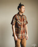orSlow Short Sleeve Original Check Work Shirt w/ Flap Pocket - Brown Check