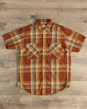 orSlow Short Sleeve Original Check Work Shirt w/ Flap Pocket - Brown Check