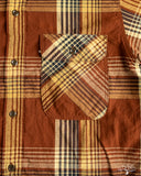 orSlow Short Sleeve Original Check Work Shirt w/ Flap Pocket - Brown Check