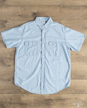 orSlow Short-Sleeve Chambray Work Shirt w/ Flap Pocket - Chambray Bleached
