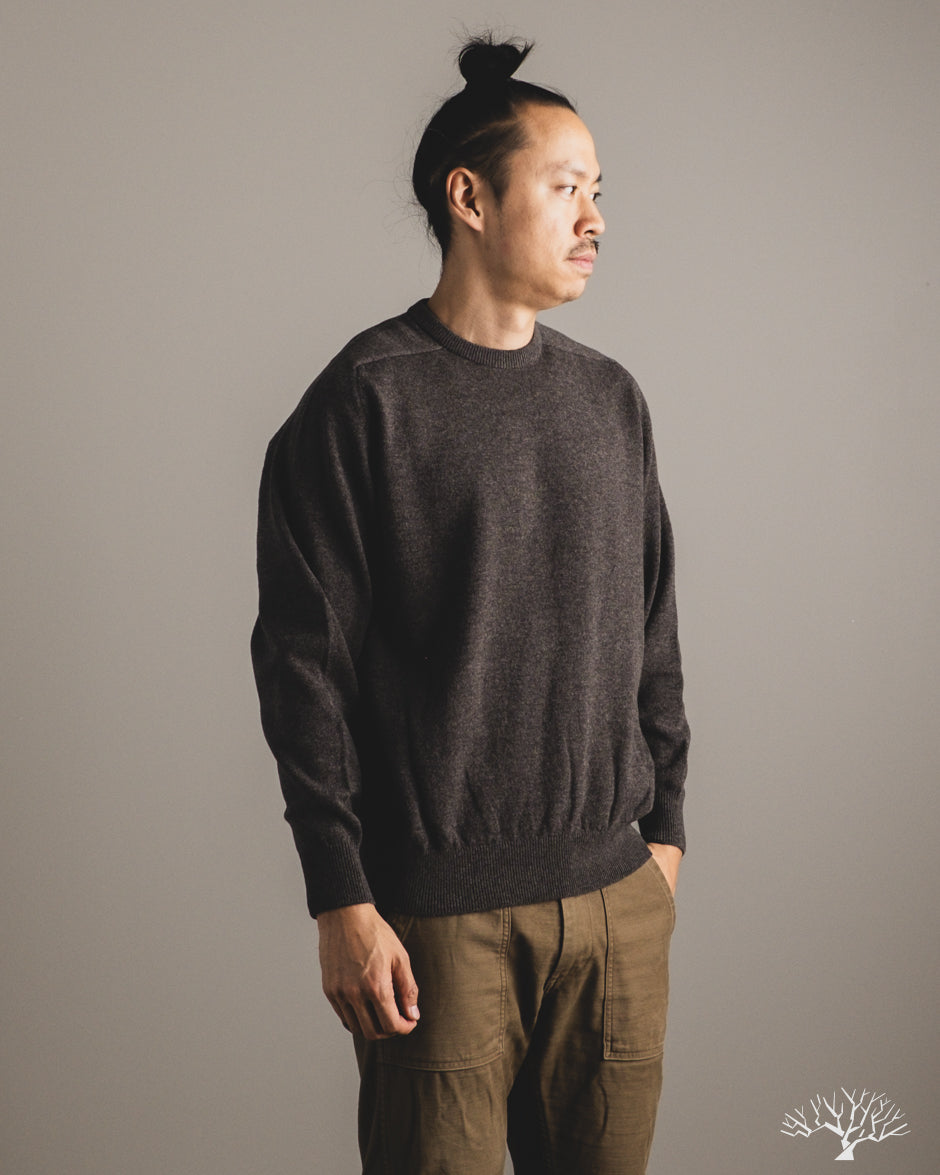 orSlow Simple Crewneck Sweater - Brown Wool