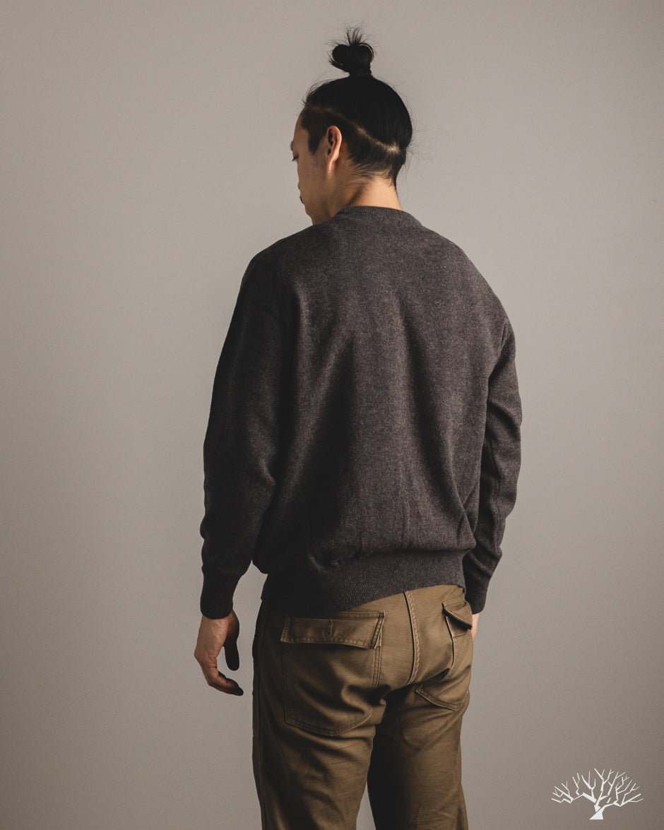 orSlow Simple Crewneck Sweater - Brown Wool