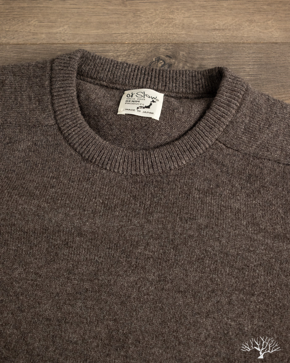 orSlow Simple Crewneck Sweater - Brown Wool
