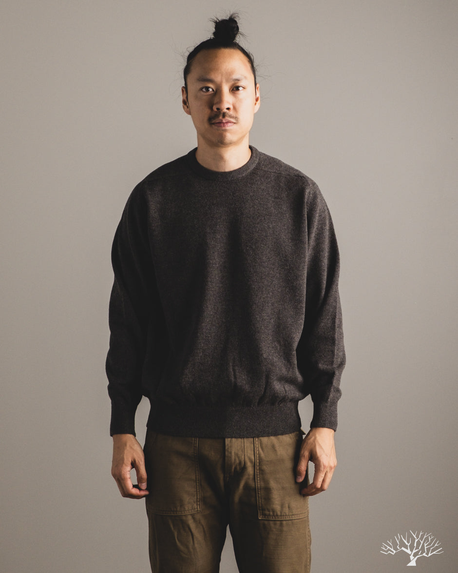 orSlow Simple Crewneck Sweater - Brown Wool