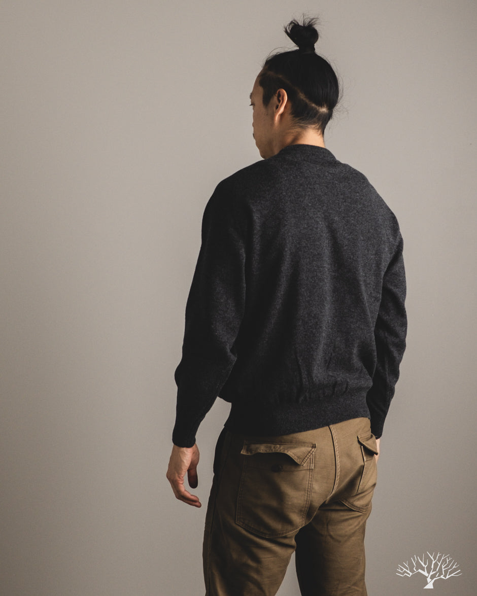 orSlow Simple Crewneck Sweater - Charcoal Gray Wool