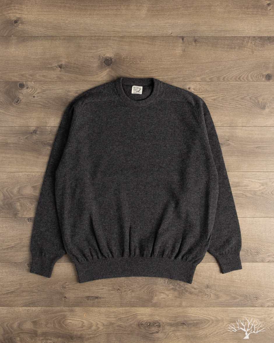 orSlow Simple Crewneck Sweater - Charcoal Gray Wool