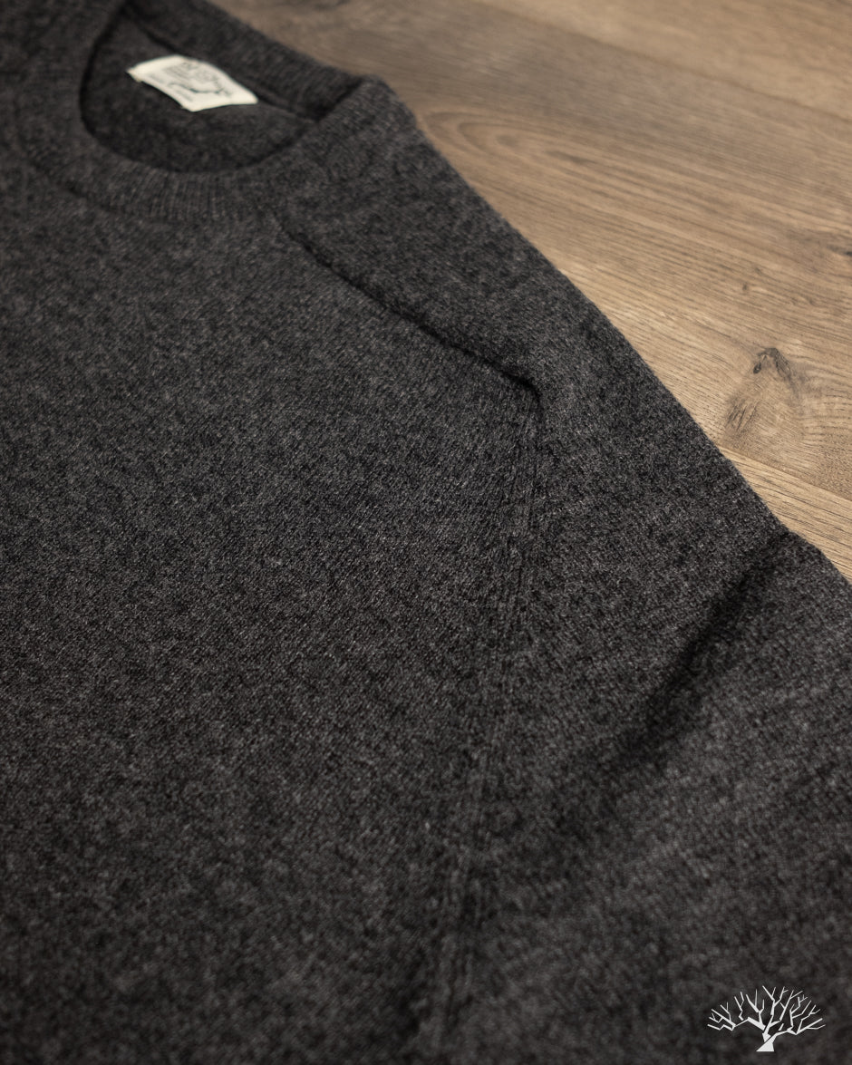 orSlow Simple Crewneck Sweater - Charcoal Gray Wool
