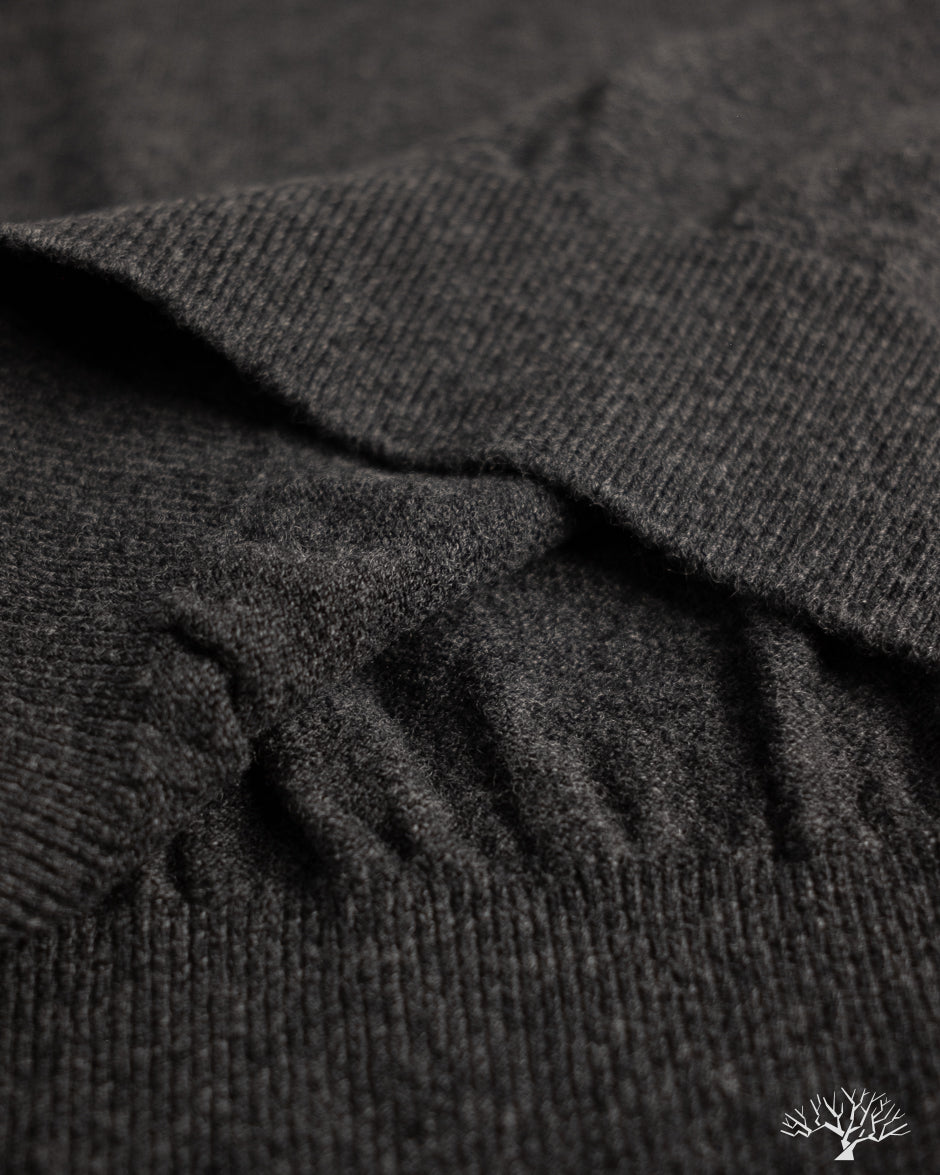 orSlow Simple Crewneck Sweater - Charcoal Gray Wool