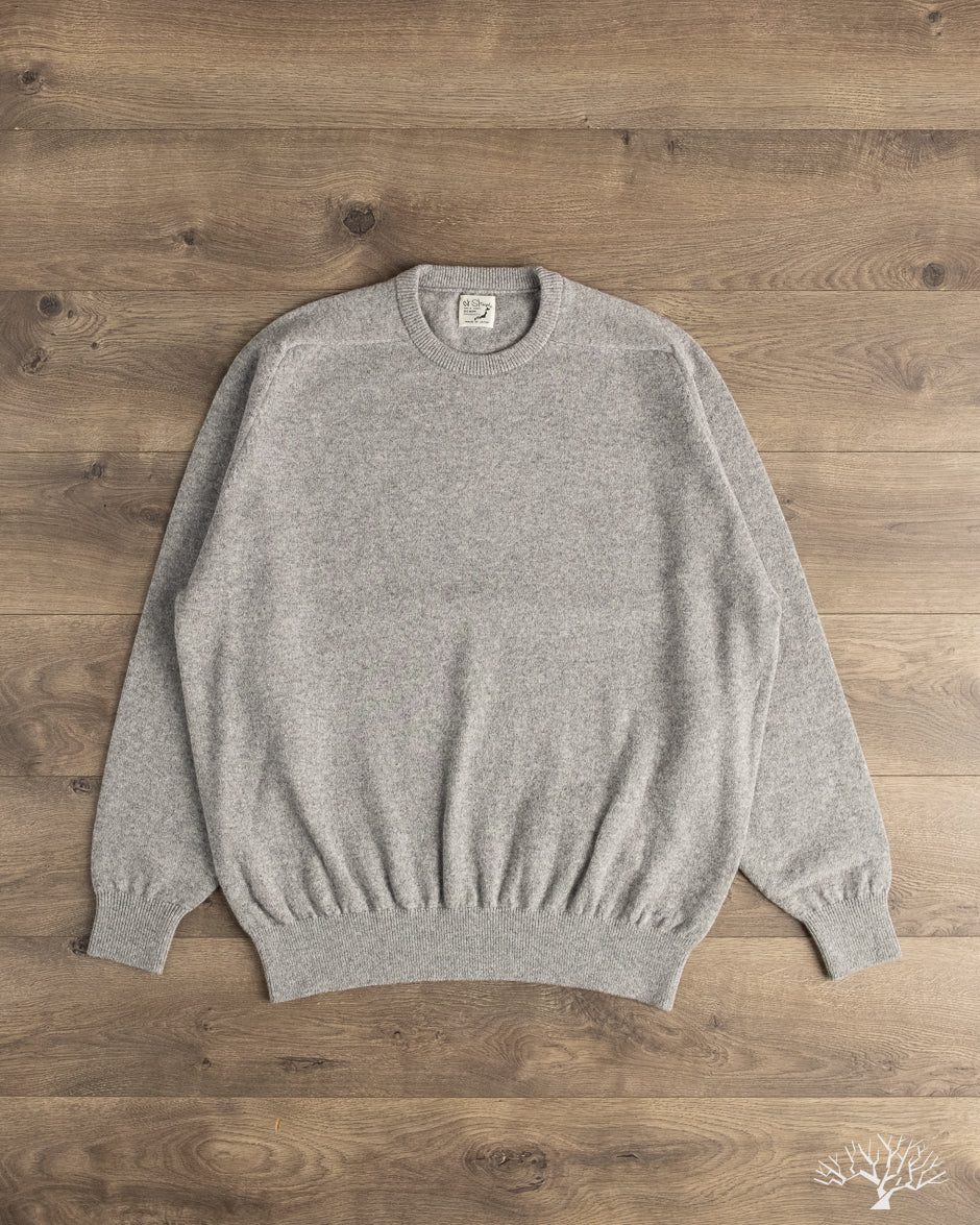 orSlow Simple Crewneck Sweater - Light Gray Wool