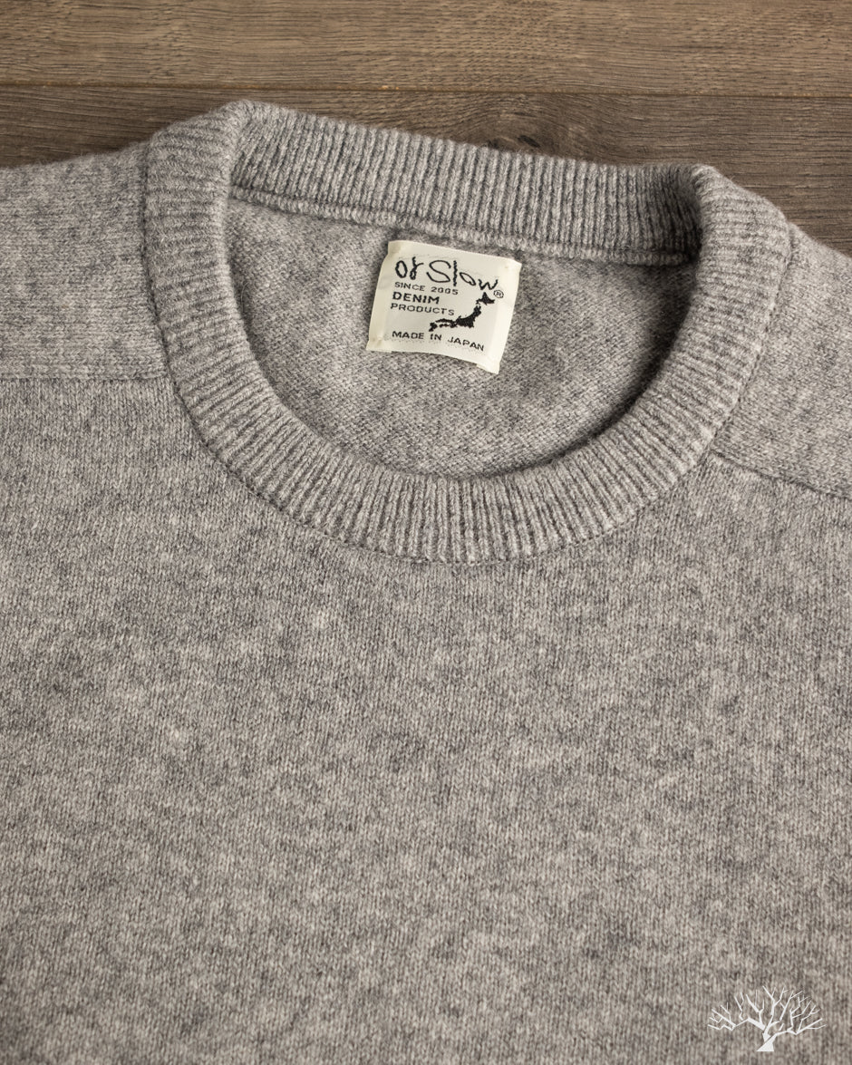 orSlow Simple Crewneck Sweater - Light Gray Wool
