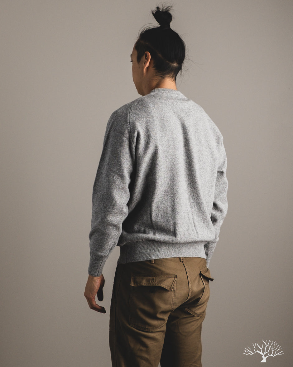 orSlow Simple Crewneck Sweater - Light Gray Wool