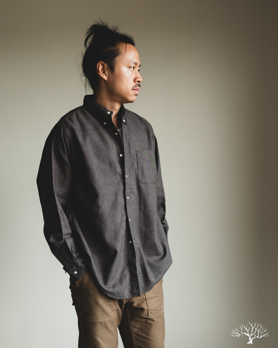 orSlow Standard Button Down Shirt Softly Brushed Mini Check - Charcoal Gray
