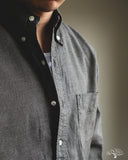 orSlow Standard Button Down Shirt Softly Brushed Mini Check - Charcoal Gray