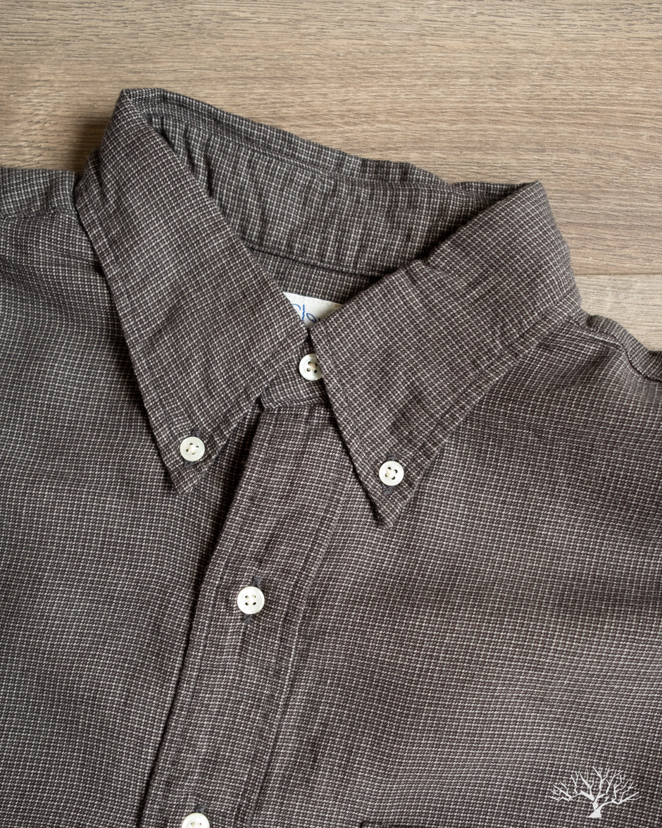 orSlow Standard Button Down Shirt Softly Brushed Mini Check - Charcoal Gray