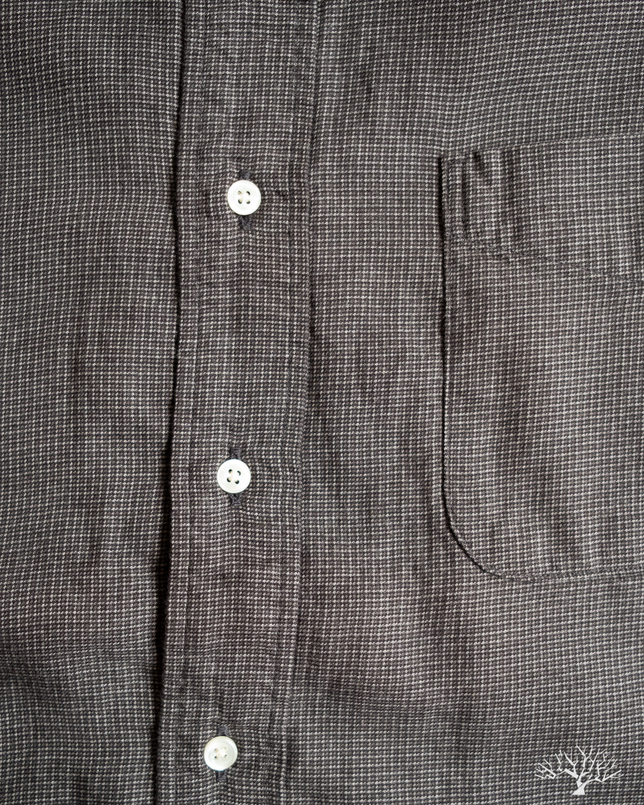 orSlow Standard Button Down Shirt Softly Brushed Mini Check - Charcoal Gray