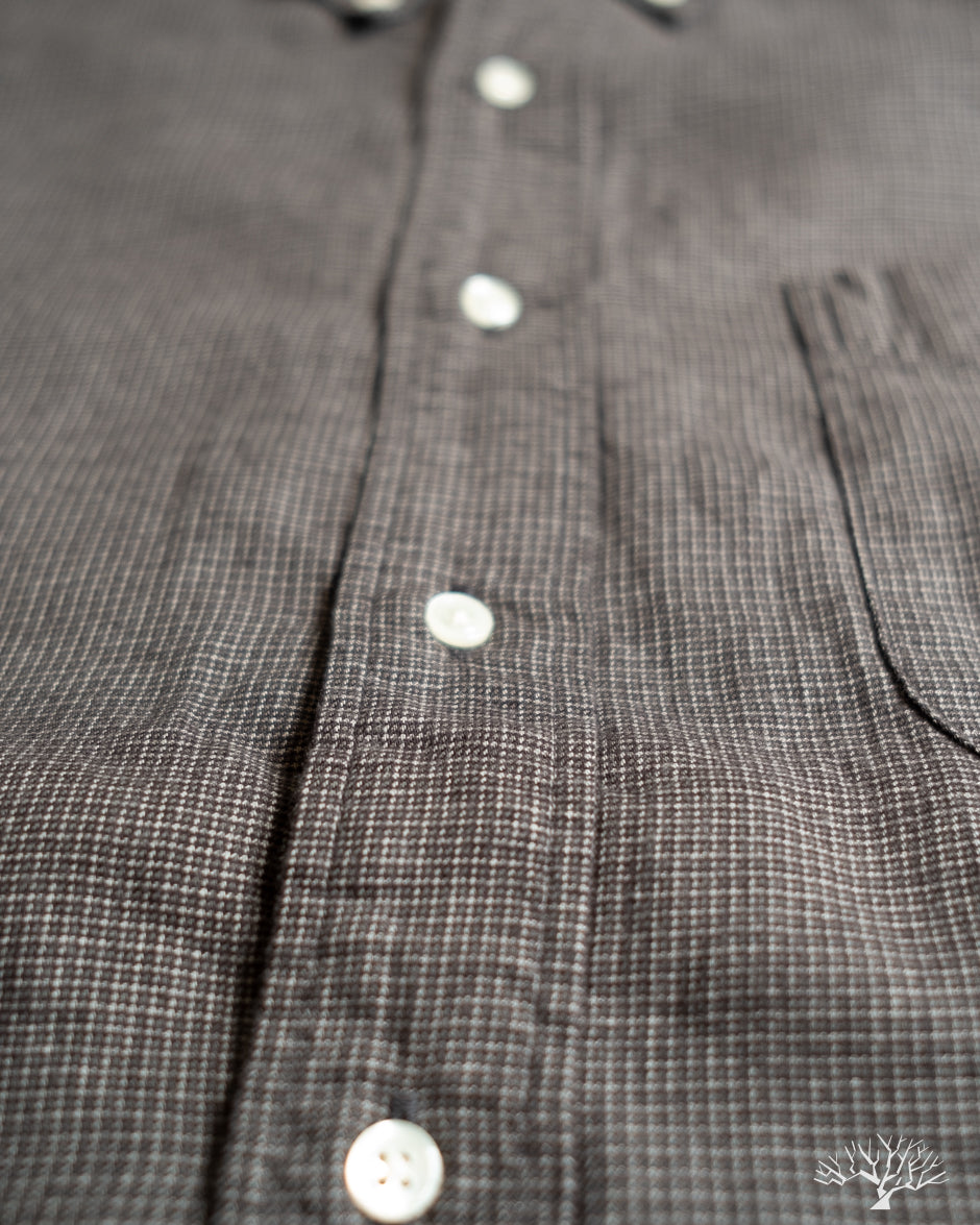 orSlow Standard Button Down Shirt Softly Brushed Mini Check - Charcoal Gray
