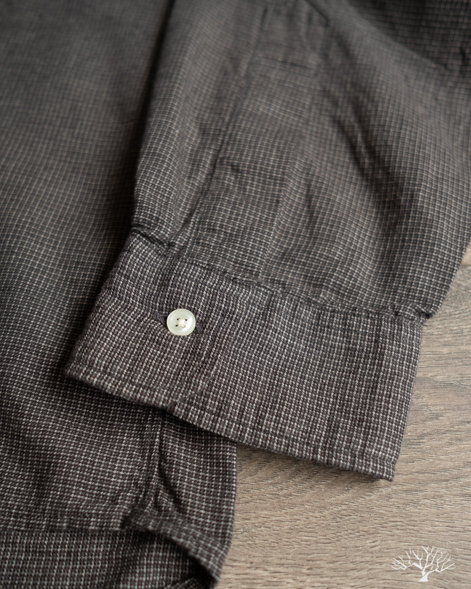 orSlow Standard Button Down Shirt Softly Brushed Mini Check - Charcoal Gray