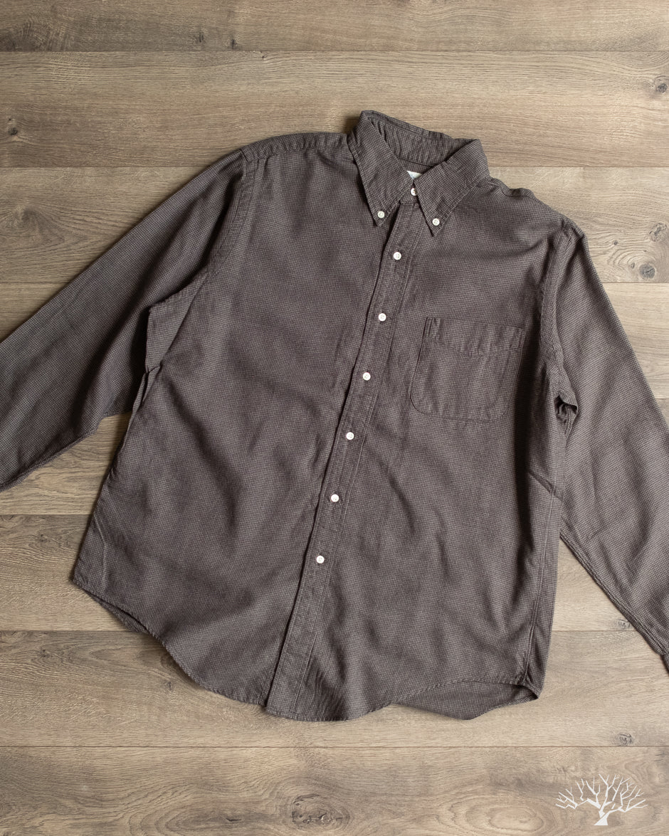 orSlow Standard Button Down Shirt Softly Brushed Mini Check - Charcoal Gray