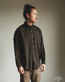 orSlow Standard Button Down Shirt Softly Brushed Mini Check - Coffee Brown