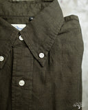 orSlow Standard Button Down Shirt Softly Brushed Mini Check - Coffee Brown