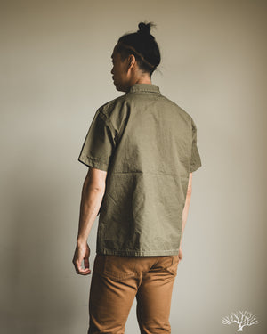 orSlow - Utility Short Sleeve Shirt Jacket - Army Green – Withered Fig