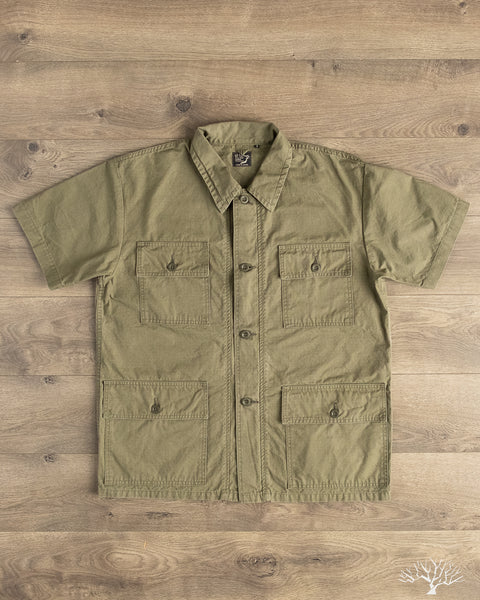新品！orSlow US Army No Collar Short Jacket orSlow - Utility Short Sleeve Shirt Jacket - Army Green – Withered Fig