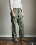 orSlow Vintage Fit Fatigue Pants - Dark Olive Stone Used Wash