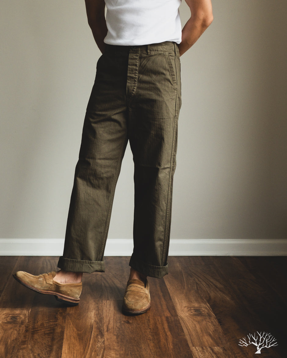 orSlow Wide Fit French Work Pants - Army Green