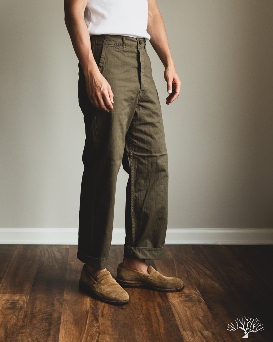 orSlow Wide Fit French Work Pants - Army Green