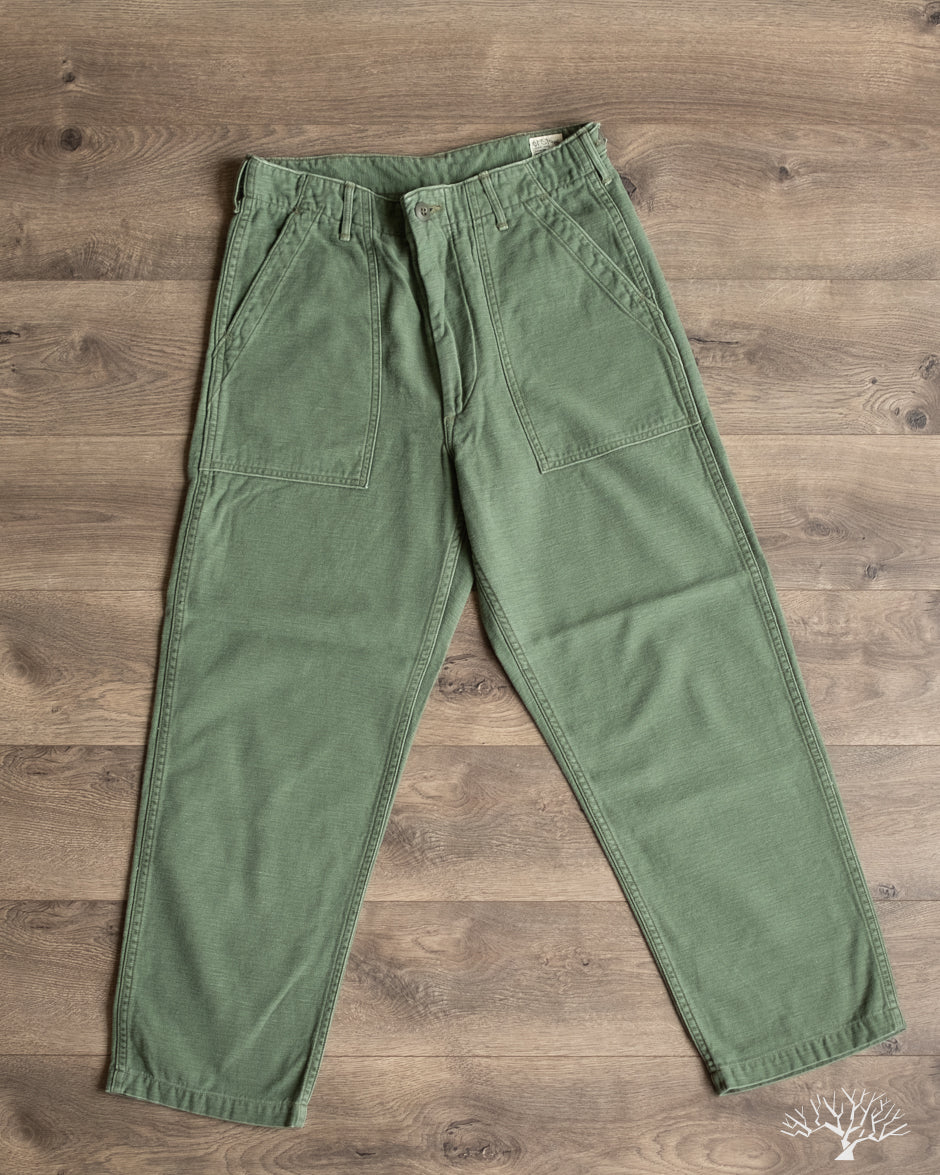 orSlow Women's Short Length Fatigue Pants - Green Used Wash