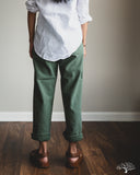 orSlow Women's Short Length Fatigue Pants - Green Used Wash