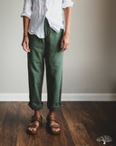 orSlow Women's Short Length Fatigue Pants - Green Used Wash