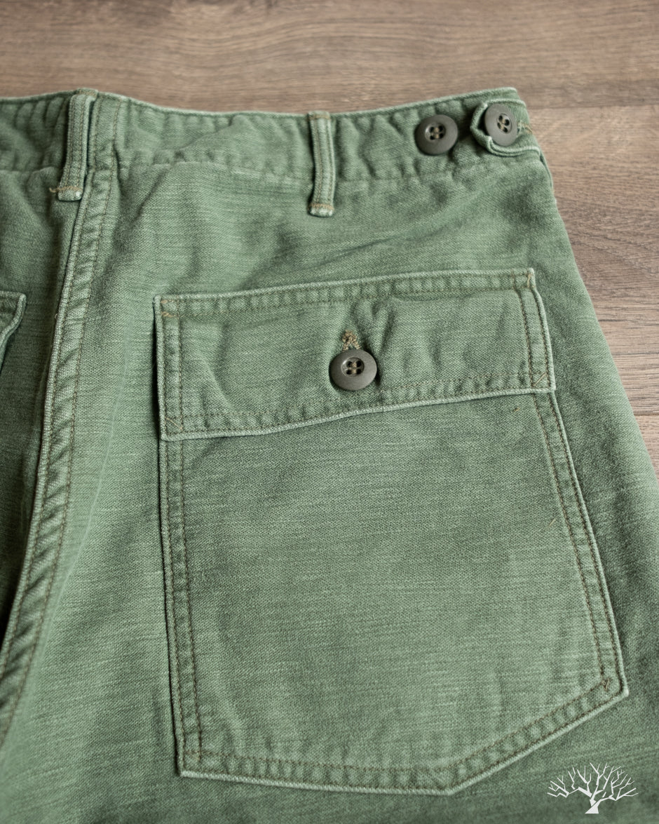 orSlow Women's Short Length Fatigue Pants - Green Used Wash