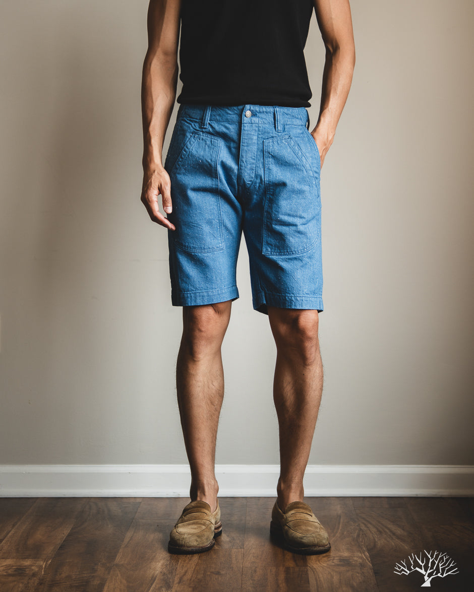 Pure Blue Japan - 10oz Double Pocket Worker Shorts - Light Indigo
