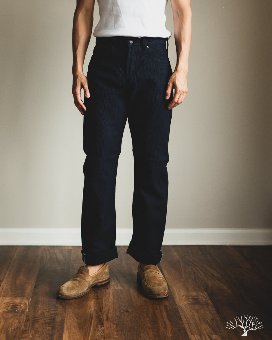 Pure Blue Japan 1178-ID Woven Sashiko 5 Pockets Pants Regular Fit - Indigo x Black
