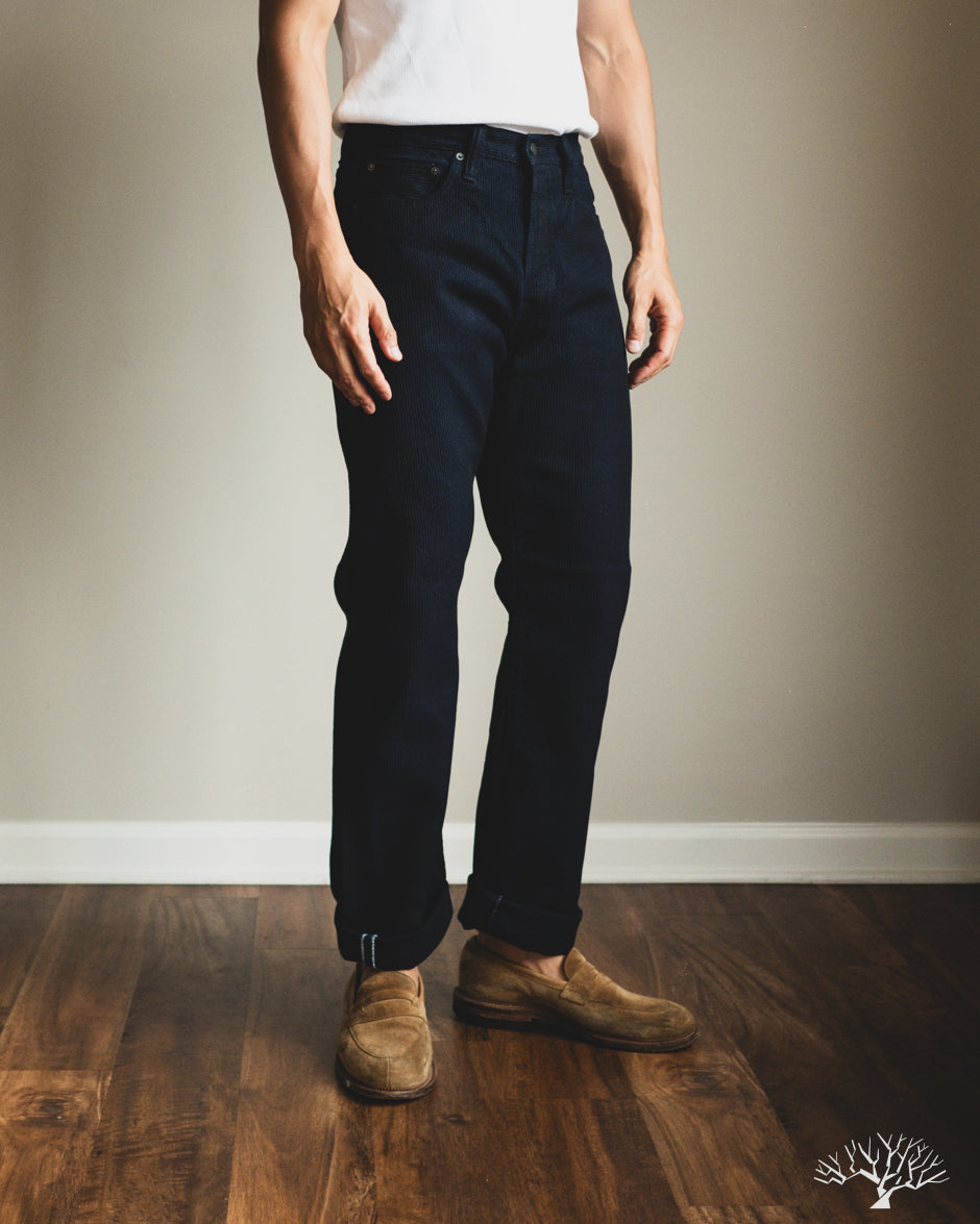 Pure Blue Japan 1178-ID Woven Sashiko 5 Pockets Pants Regular Fit - Indigo x Black