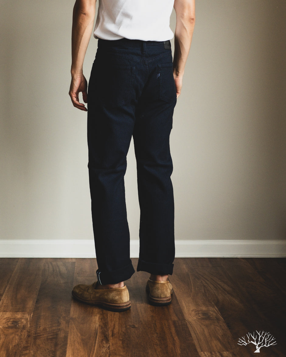 Pure Blue Japan 1178-ID Woven Sashiko 5 Pockets Pants Regular Fit - Indigo x Black