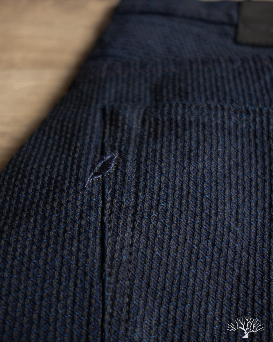 Pure Blue Japan 1178-ID Woven Sashiko 5 Pockets Pants Regular Fit - Indigo x Black