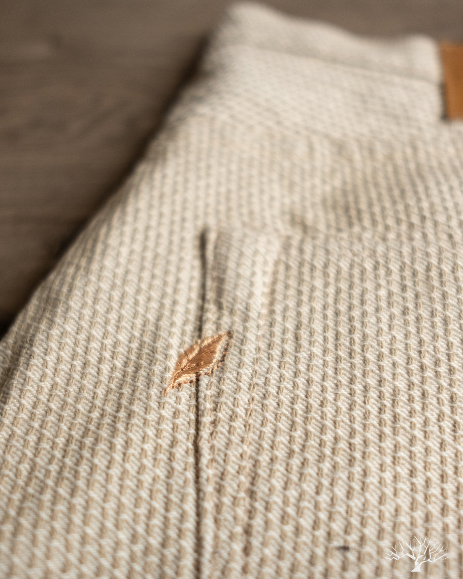 Pure Blue Japan 1178-IV Woven Sashiko 5 Pockets Pants Regular Fit - Ivory x Beige