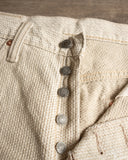 Pure Blue Japan 1178-IV Woven Sashiko 5 Pockets Pants Regular Fit - Ivory x Beige