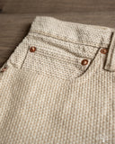 Pure Blue Japan 1178-IV Woven Sashiko 5 Pockets Pants Regular Fit - Ivory x Beige