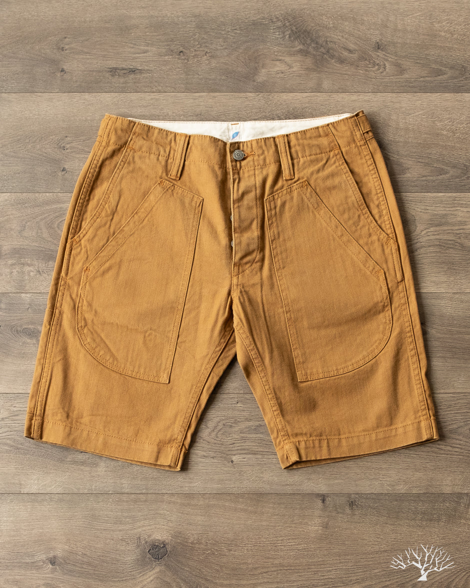 Pure Blue Japan 1179-CA Sulfur Dyed Herringbone Work Shorts - Camel
